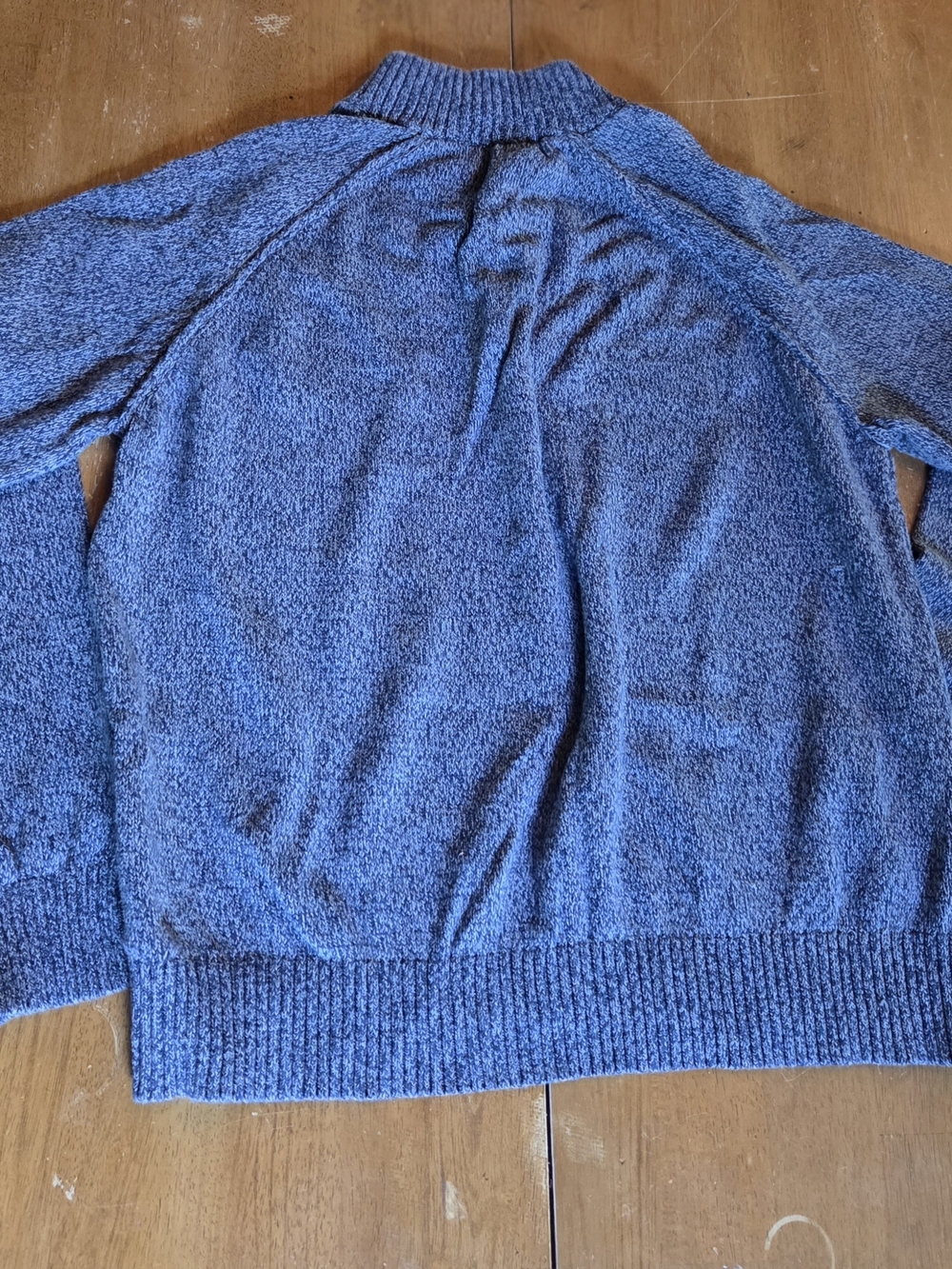 Men's Marled Blue Button Neck Sweater - Picture 2 of 4